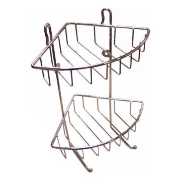 Duschhylla för vägg med två nivåer 22,5x30 cm skinande krom