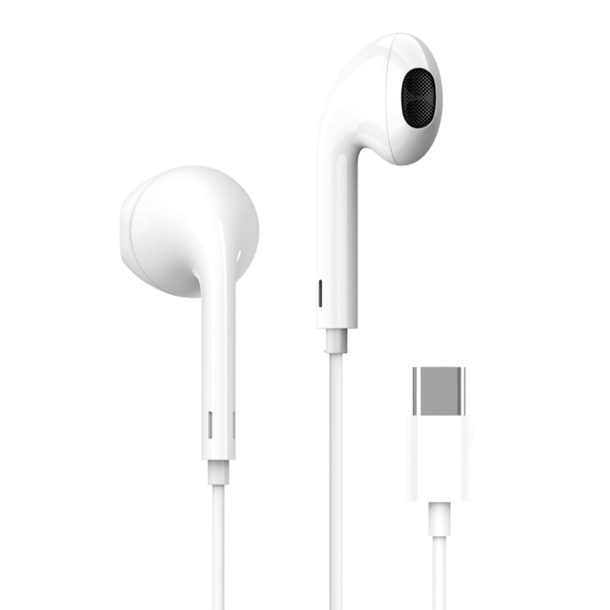 Earphones med en microphone USB-C vit