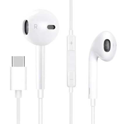 Earphones med en microphone USB-C vit
