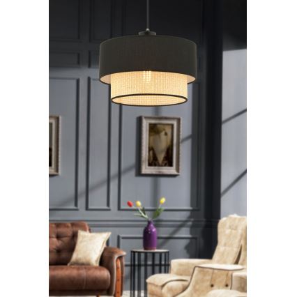 ECHO taklampa 1xE27/60W/230V svart/beige