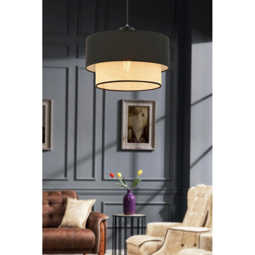 ECHO taklampa 1xE27/60W/230V svart/beige