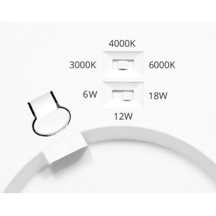 LED Dimbar infälld belysning med sensor LEXA LED/6/12/18W/230V 3000/4000/6000K diameter 22,5 cm vit
