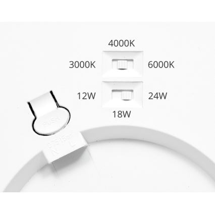 LED Dimbar infälld belysning med sensor LEXA LED/12/18/24W/230V 3000/4000/6000K diameter 30 cm svart