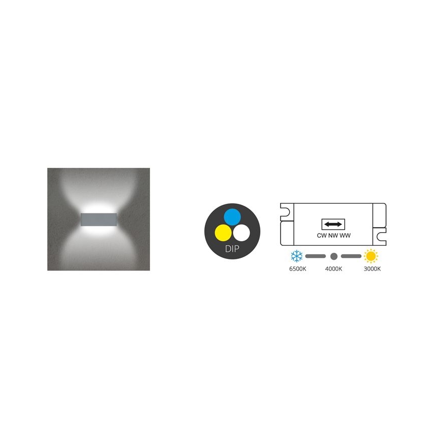 LED vägglampa för utomhusbruk BRICK 2xLED/6W/230V 3000/4000/6500K IP65 vit