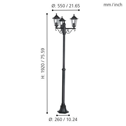 EGLO 22145 - Utomhuslampa LATERNA 4 3xE27/60W/230V