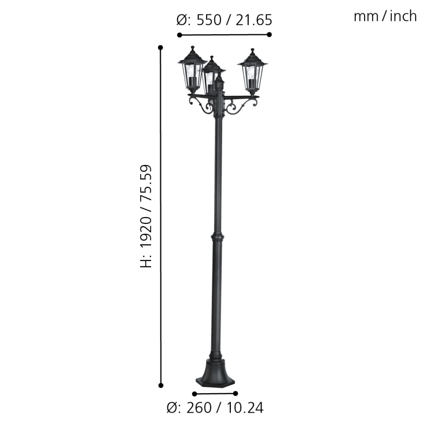 EGLO 22145 - Utomhuslampa LATERNA 4 3xE27/60W/230V