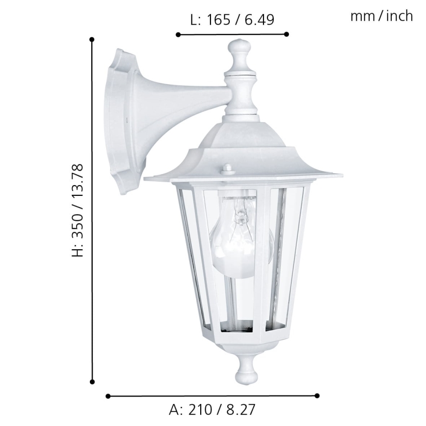 EGLO 22462 - Utomhus Väggbelysning LATERNA 5 1xE27/60W/230V IP44 vit