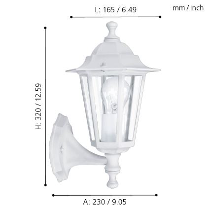 EGLO 22463 - Utomhus Väggbelysning LATERNA 5 1xE27/60W vit