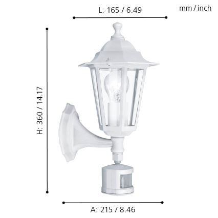 EGLO 22464 - Utomhusbelysning med sensor LATERNA 5 1xE27/60W/230V