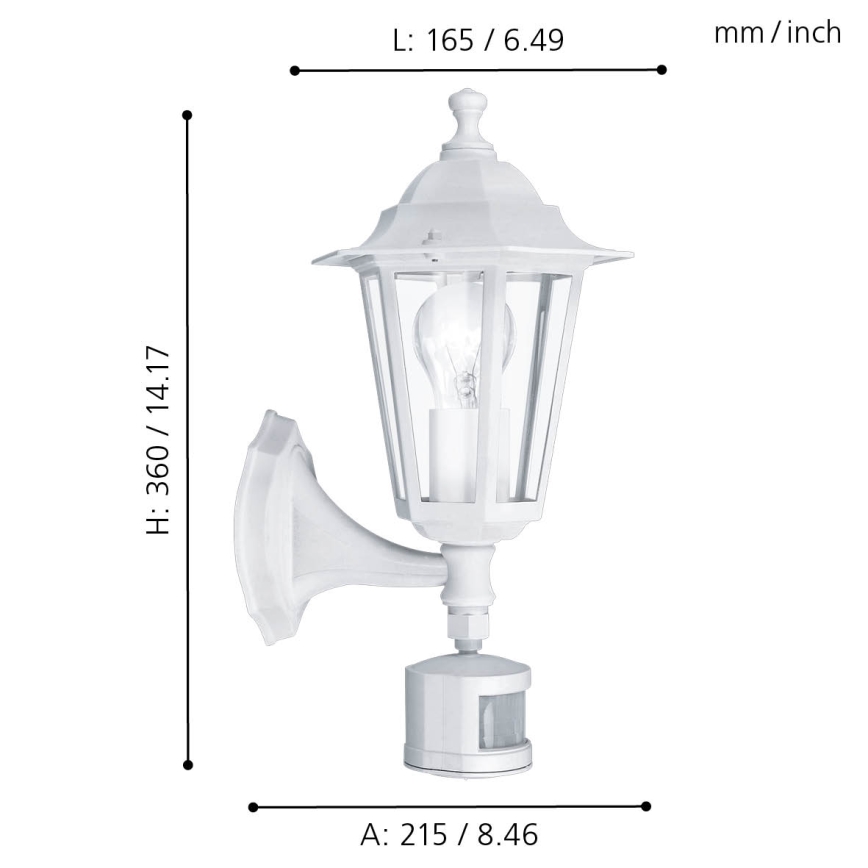 EGLO 22464 - Utomhusbelysning med sensor LATERNA 5 1xE27/60W/230V