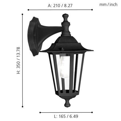 EGLO 22467 - Utomhus Väggbelysning LATERNA 4 1xE27/60W svart