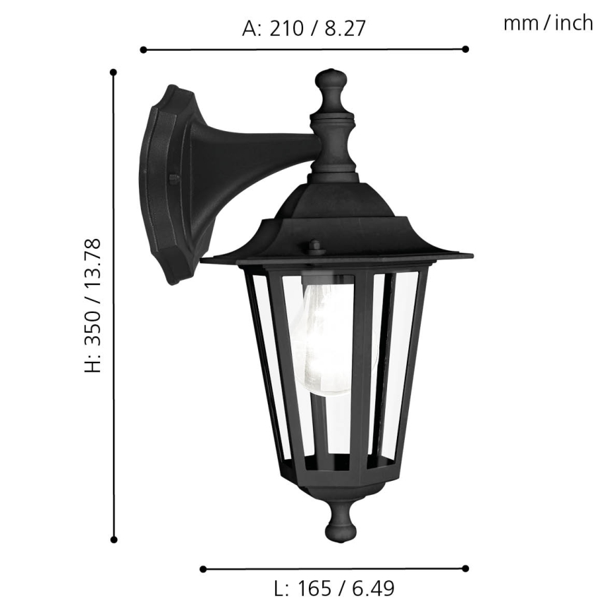 EGLO 22467 - Utomhus Väggbelysning LATERNA 4 1xE27/60W svart