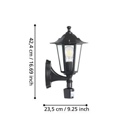 EGLO 22469 - Utomhusbelysning med sensor LATERNA 4 1xE27/60W svart