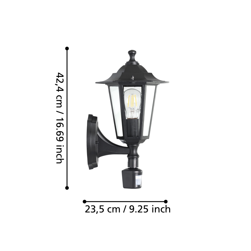 EGLO 22469 - Utomhusbelysning med sensor LATERNA 4 1xE27/60W svart