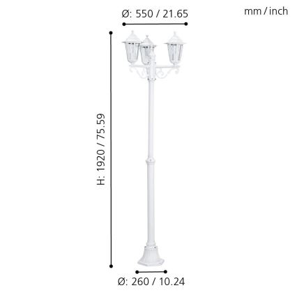 EGLO 22996 - Utomhuslampa LATERNA 5 3xE27/60W/230V IP44