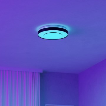 Eglo 300688 - LED RGBW dimbar taklampa MONTERIGGIONI-Z LED/18,5W/230V 2700-6500K Ø 38,4 cm svart + fjärrkontroll