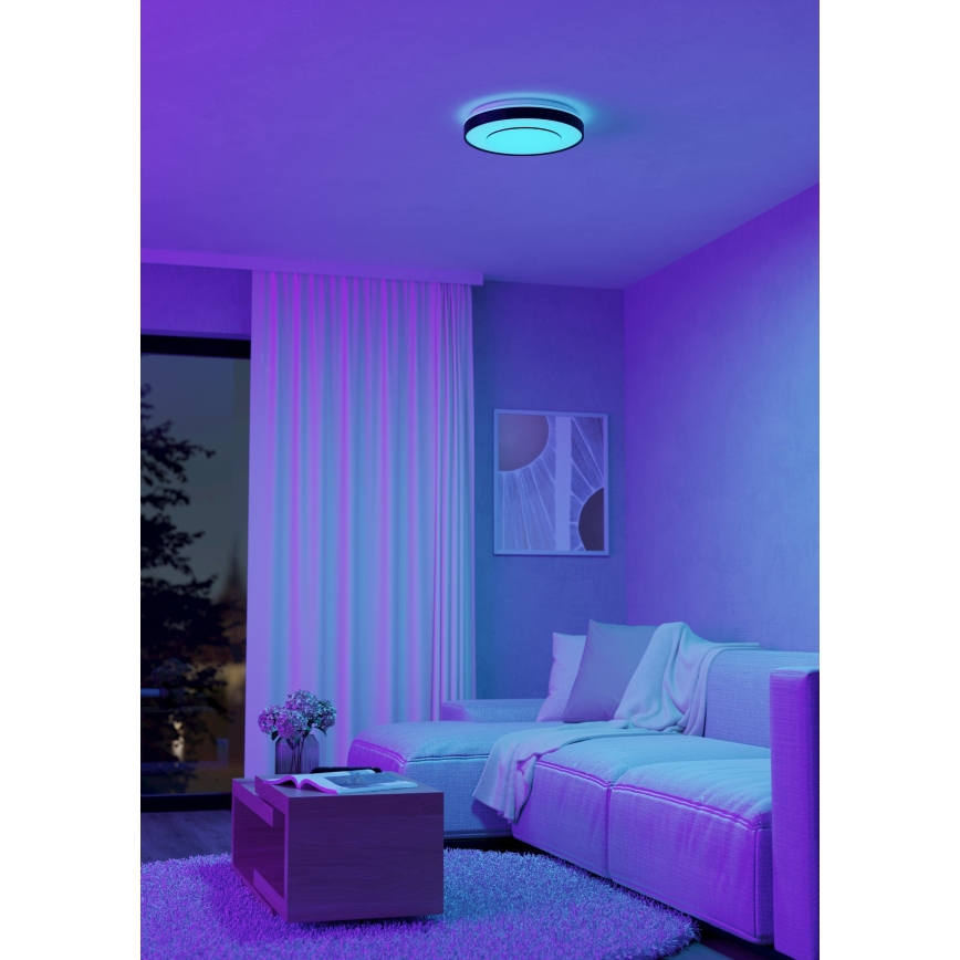 Eglo 300688 - LED RGBW dimbar taklampa MONTERIGGIONI-Z LED/18,5W/230V 2700-6500K Ø 38,4 cm svart + fjärrkontroll