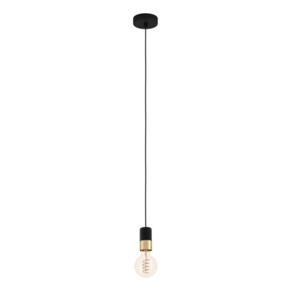Eglo - Ljuskrona med upphängningsrem 1xE27/40W/230V svart/gyllene