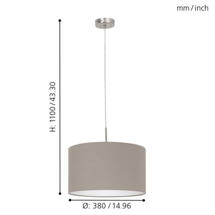 Eglo 31572 - Hängande Ljuskrona med snöre PASTERI 1xE27/60W/230V