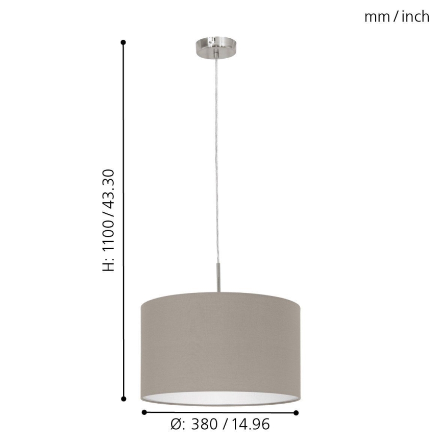 Eglo 31572 - Hängande Ljuskrona med snöre PASTERI 1xE27/60W/230V