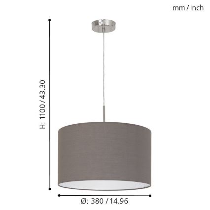 Eglo 31574 - Ljuskrona med snöre PASTERI E27/60W/230V