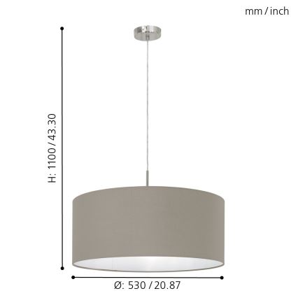 Eglo 31576 - Hängande Ljuskrona med snöre PASTERI 1xE27/60W/230V