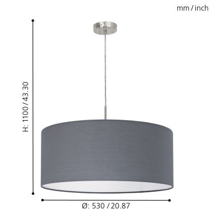 Eglo 31577 - Hängande Ljuskrona med snöre PASTERI 1xE27/60W/230V