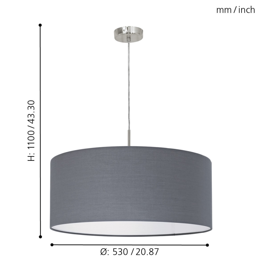 Eglo 31577 - Hängande Ljuskrona med snöre PASTERI 1xE27/60W/230V