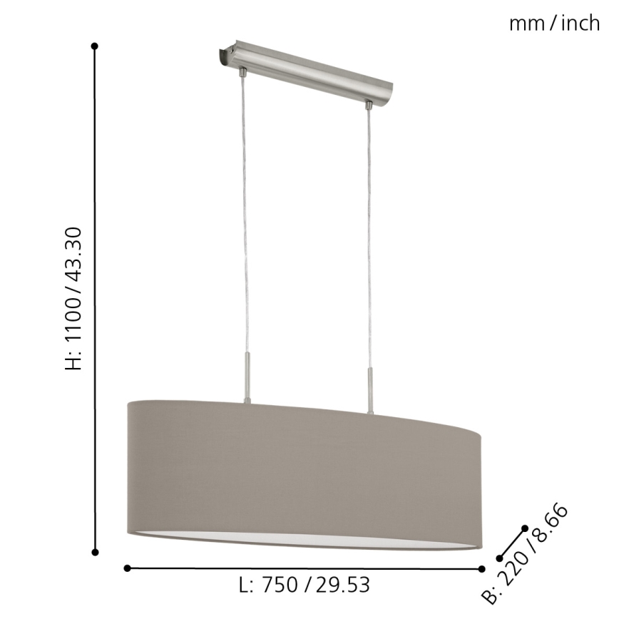 Eglo - Taklampa 2xE27/60W/230V taupe
