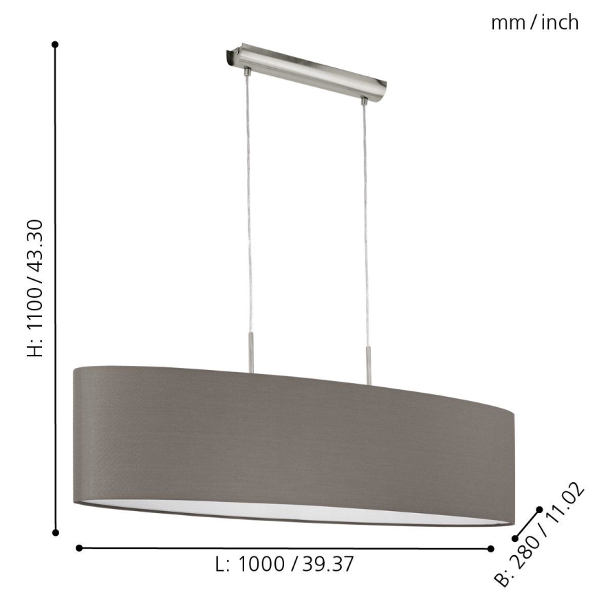 Eglo 31587 - Taklampa PASTERI 2xE27/60W/230V