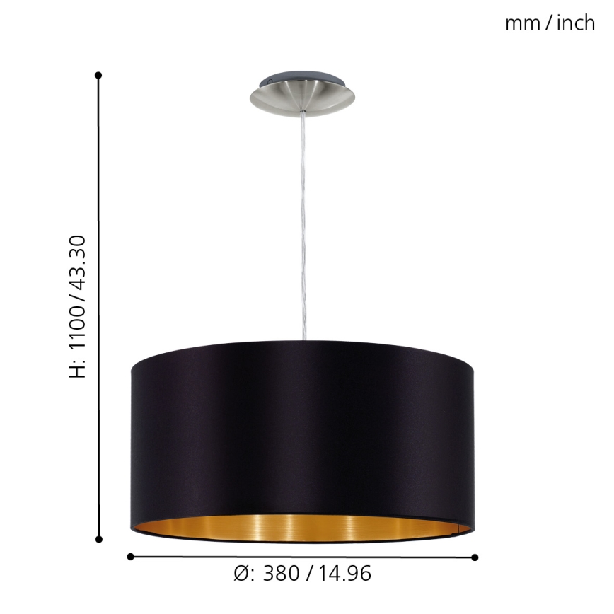 Eglo 31599 - Hängande Ljuskrona med snöre MASERLO 1xE27/60W/230V