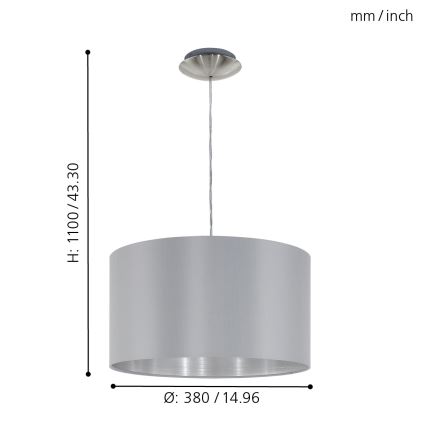 Eglo 31601 - Hängande Ljuskrona med snöre MASERLO 1xE27/60W/230V