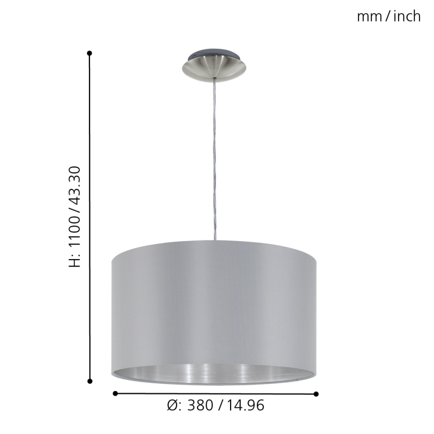 Eglo 31601 - Hängande Ljuskrona med snöre MASERLO 1xE27/60W/230V