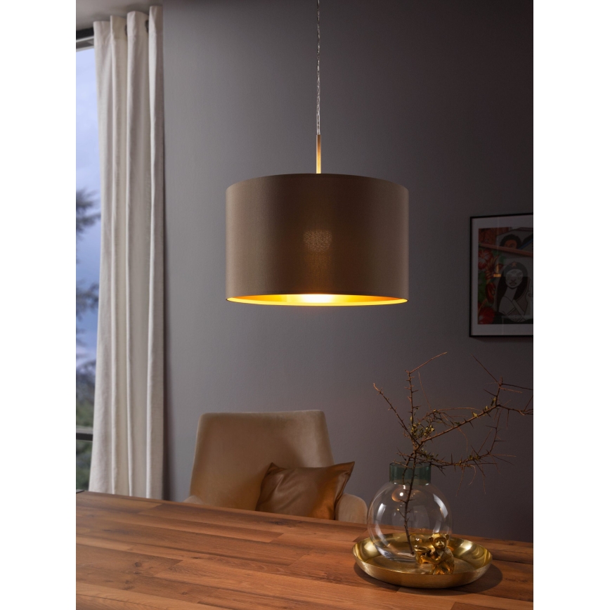 Eglo - Ljuskrona med textilsladd 1xE27/60W/230V taupe