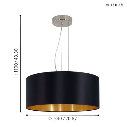Eglo - Taklampa med 3xE27/60W/230V