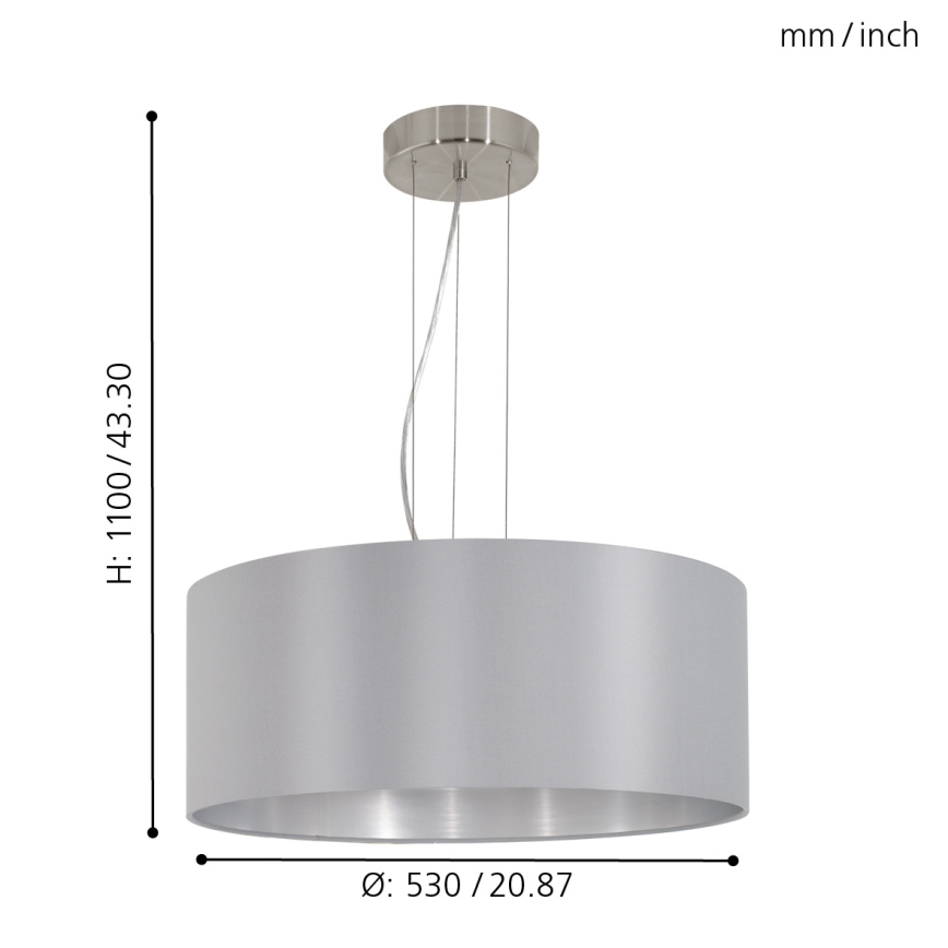 Eglo 31606 - Hängande Ljuskrona med snöre MASERLO 3xE27/60W/230V
