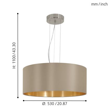 Eglo 31607 - Hängande Ljuskrona med snöre MASERLO 3xE27/60W/230V