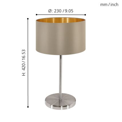 Eglo 31629 - Bordslampa MASERLO 1xE27/60W/230V