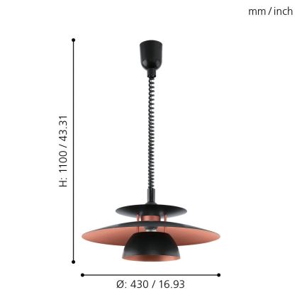 Eglo - Nedhissbar taklampa 1xE27/60W/230V