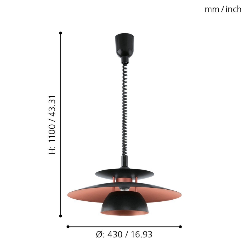 Eglo - Nedhissbar taklampa 1xE27/60W/230V