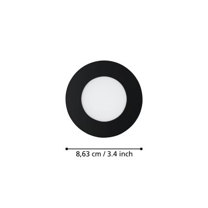 Eglo 31743 - KIT 3x Infälld dimbar LED badrumsbelysning FUEVA-Z 1xLED/2,8W/230V 2700-6500 IP44 svart