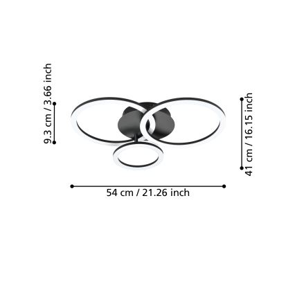 Eglo 31771 - LED Dimbar taklampa PARRAPOS-Z LED/33W/230V 3000-6500K svart