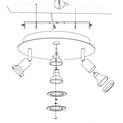 Eglo 32001 - LED-taklampa PAWEDO 1 4xGU10-LED/3W/230V
