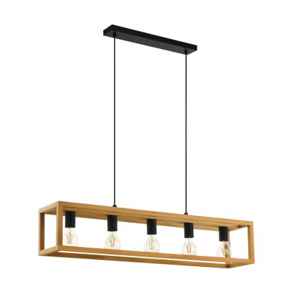 Eglo 32143 - Taklampa med sladd BLACKCROWN 5xE27/40W/230V brun