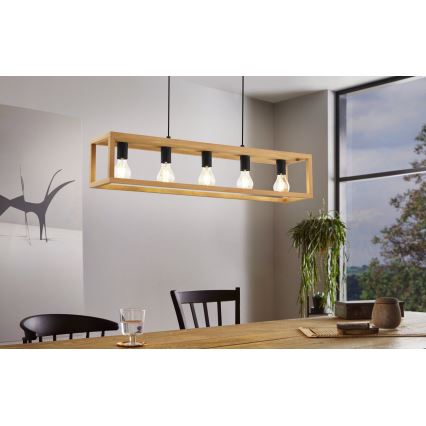 Eglo 32143 - Taklampa med sladd BLACKCROWN 5xE27/40W/230V brun
