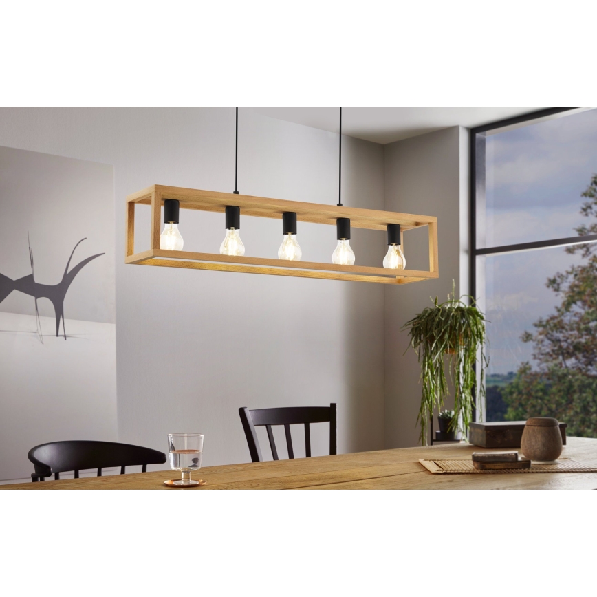 Eglo 32143 - Taklampa med sladd BLACKCROWN 5xE27/40W/230V brun