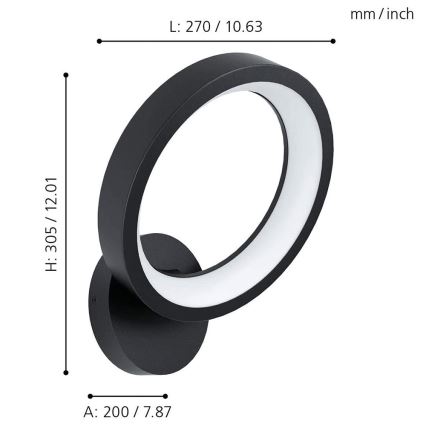 Eglo 32325 - LED RGBW Ljusreglerad vägglampa MARGHERA-C LED/16W/230V 2700-6500K svart