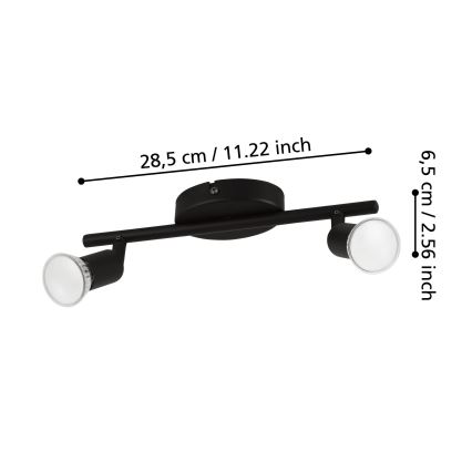 Eglo - LED spotlight 2xGU10/2,8W/230V 3000K svart