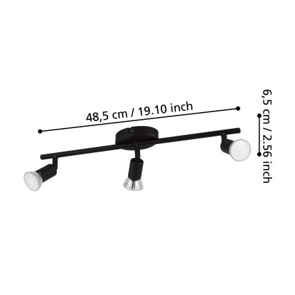Eglo - LED spotlight 3xGU10/2,8W/230V 3000K svart