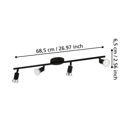 Eglo - LED spotlight 4xGU10/2,8W/230V 3000K svart